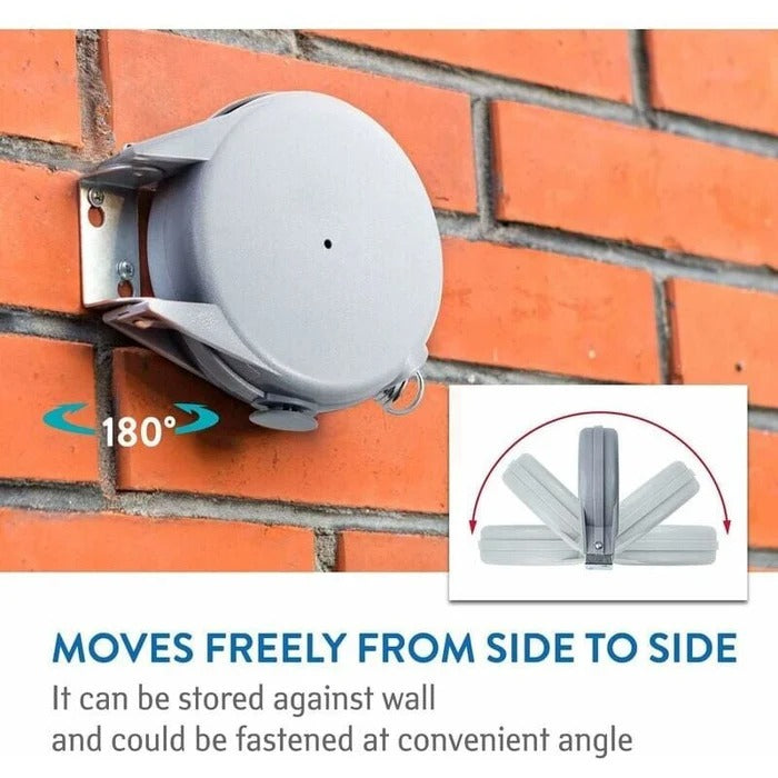 Space-Saving Retractable Clothesline with 180° Swivel Mount