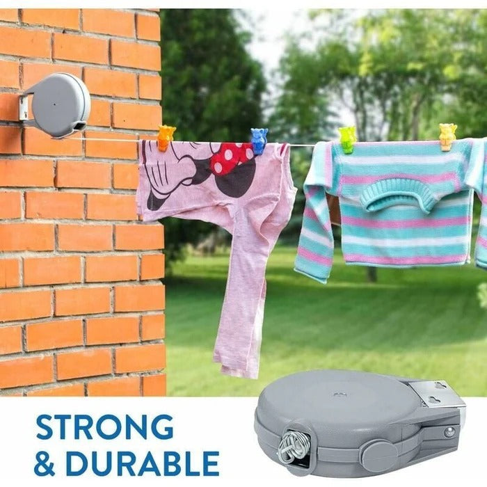 Space-Saving Retractable Clothesline with 180° Swivel Mount