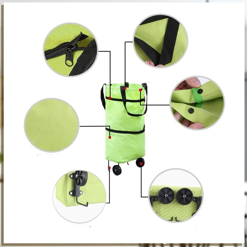 Versatile Foldable Shopping Cart with Smooth Rolling Wheels