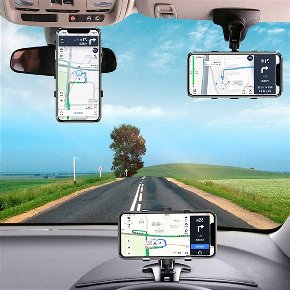 Versatile Car Phone Mount – 360° Rotation & 180° Tilt for Easy Viewing