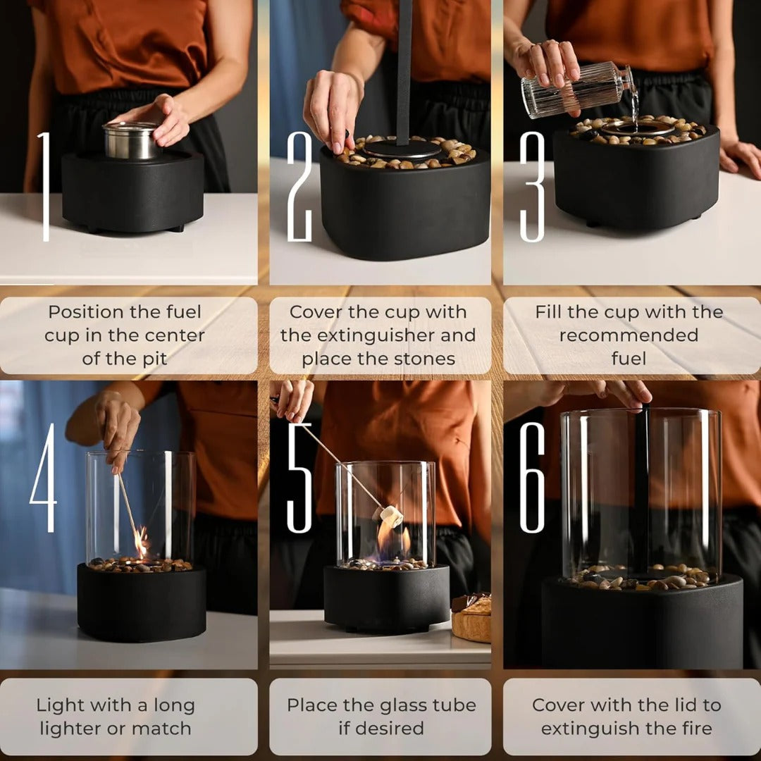 Elegant Compact Flame Tabletop Heater