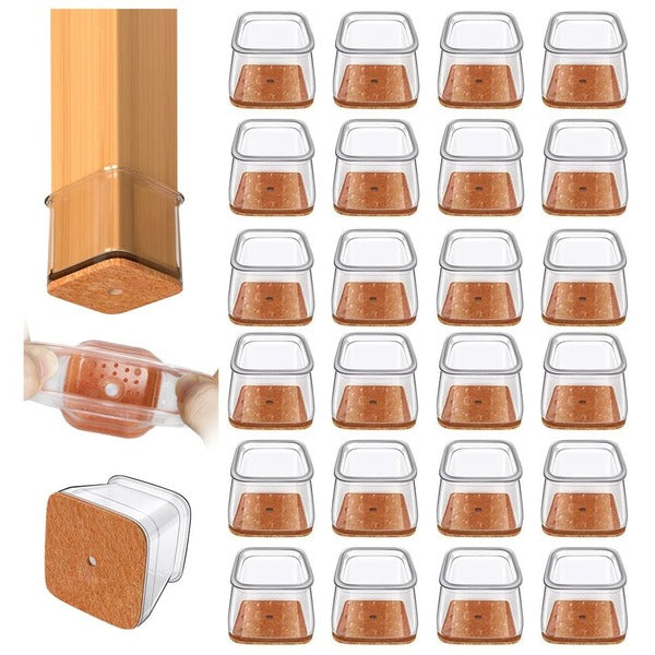 Premium Square Furniture Leg Protectors – 24 Pack