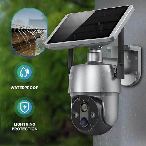 All-Weather Solar-Powered Security Camera with 360° View