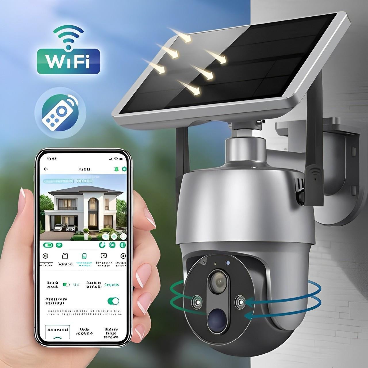 All-Weather Solar-Powered Security Camera with 360° View