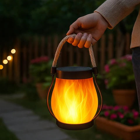 Solar-Powered Lantern with Flickering Flame Effect