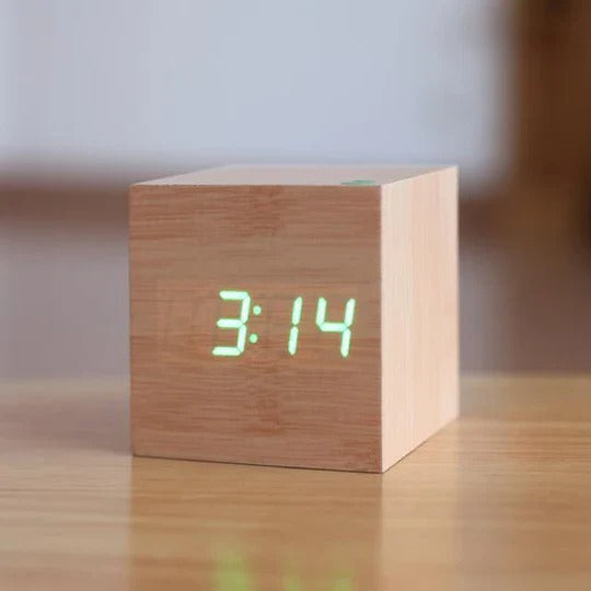 NatureSync Compact LED Cube Clock – Stylish Hidden Display