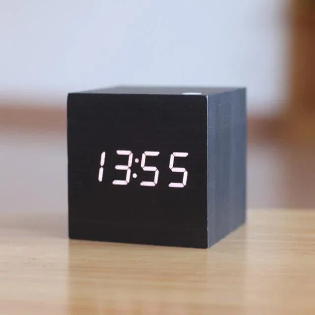 NatureSync Compact LED Cube Clock – Stylish Hidden Display