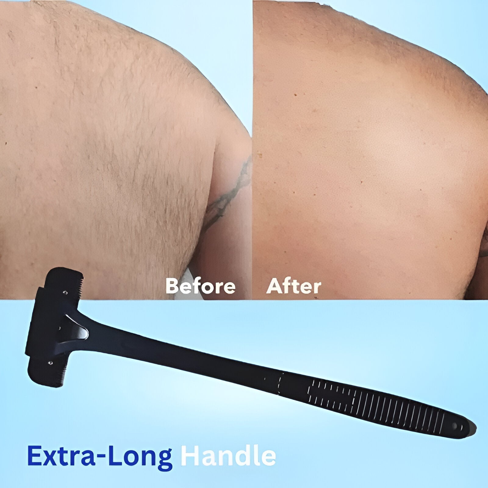 Ergonomic Back Grooming Shaver with Extended Handle
