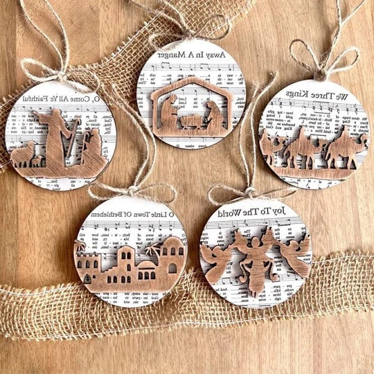Musical Nativity Ornament Set for Festive Decor