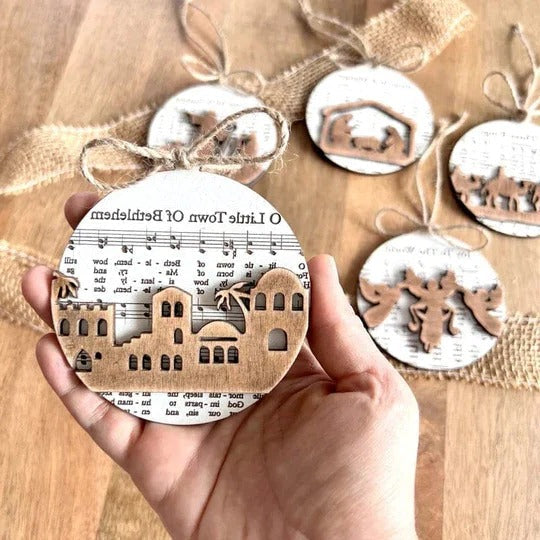 Musical Nativity Ornament Set for Festive Decor