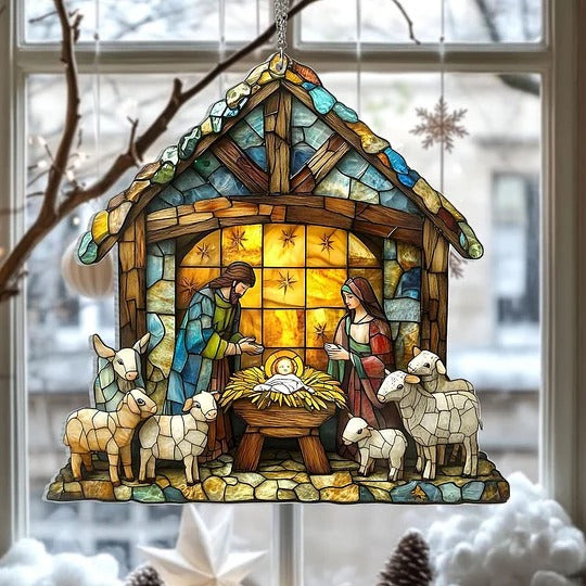 Elegant Nativity Scene Light Catcher for Seasonal Decor