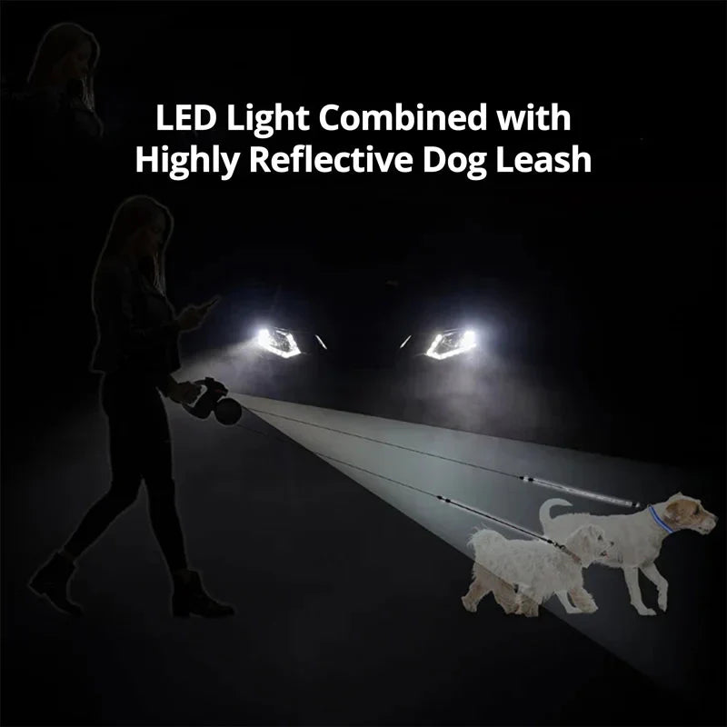 Smart Dual Dog Leash with Light & Cleanup Convenience