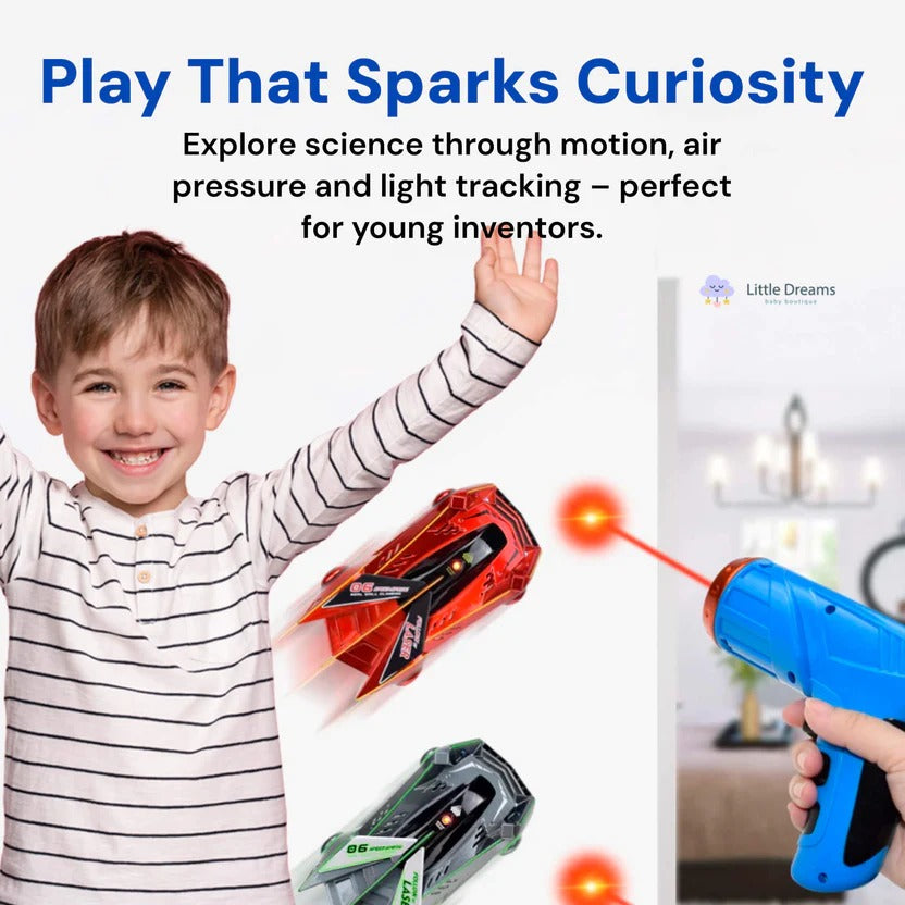 Gravity-Defying Wall Racer for Kids - Laser-Controlled Fun