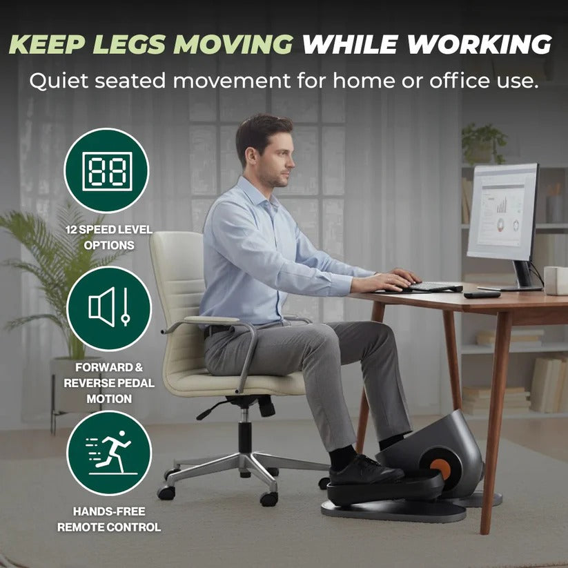 SmartStep Compact Under-Desk Elliptical – 12-Speed Mini Pedaler with Remote Control & LCD Display