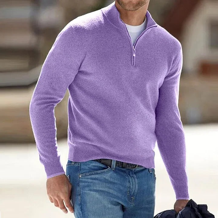 Men's Luxurious Cashmere Zip-Up Sweater