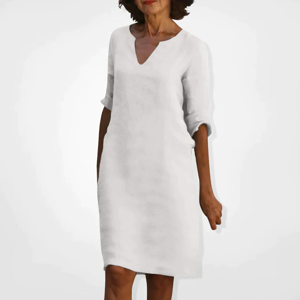 Chic V-Neck Midi Dress for Effortless Style