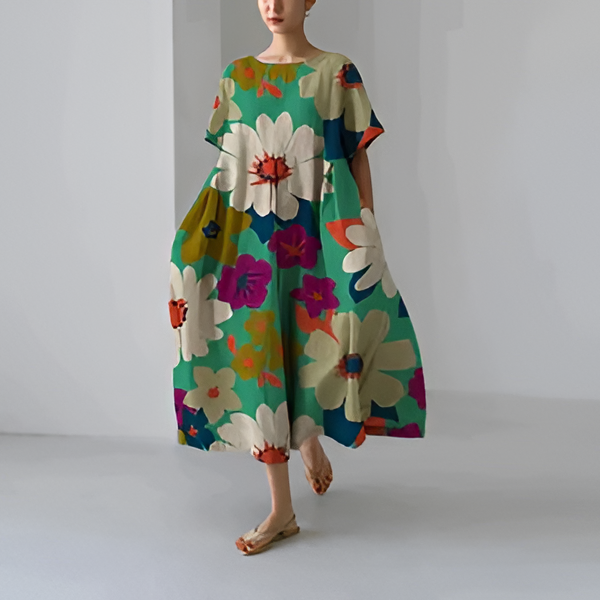 Chic Floral Cotton Dress for Effortless Style