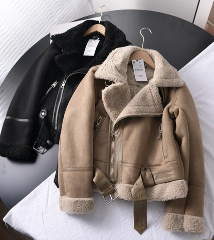 Urban Chic Faux Leather Jacket with Sherpa Lining