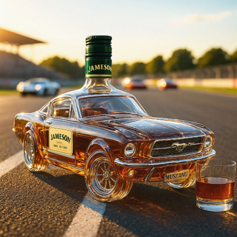 Classic Racer Whiskey Decanter – Unique Glass Bar Accent