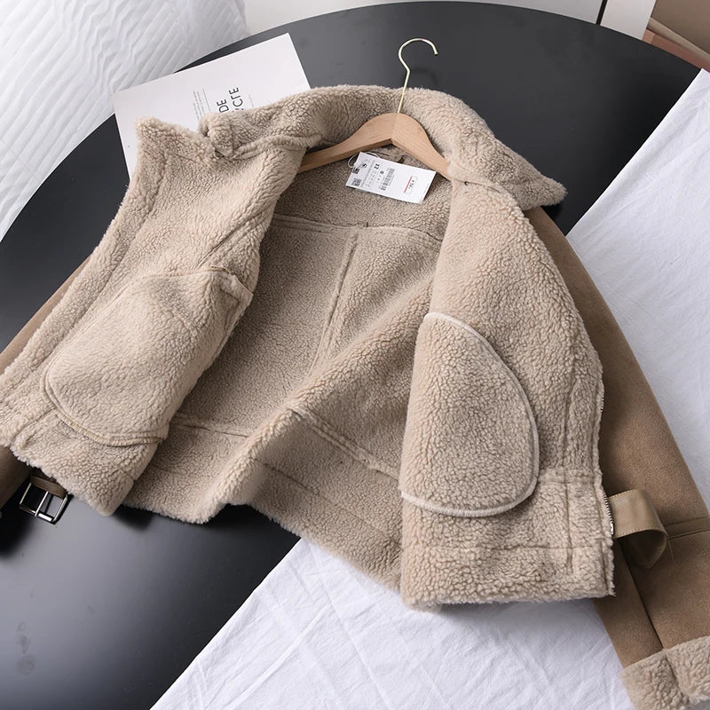 Urban Chic Faux Leather Jacket with Sherpa Lining