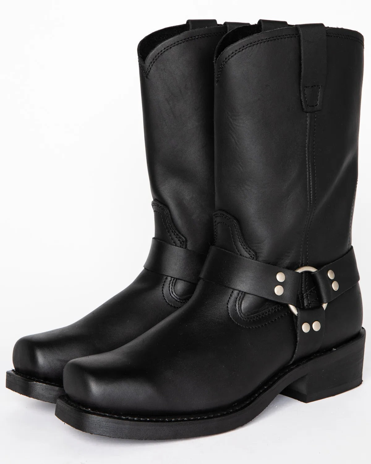 Men's Rugged Leather Harness Boots - 11 Inches High