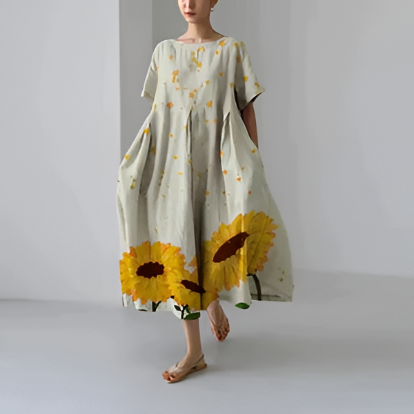 Chic Floral Cotton Dress for Effortless Style