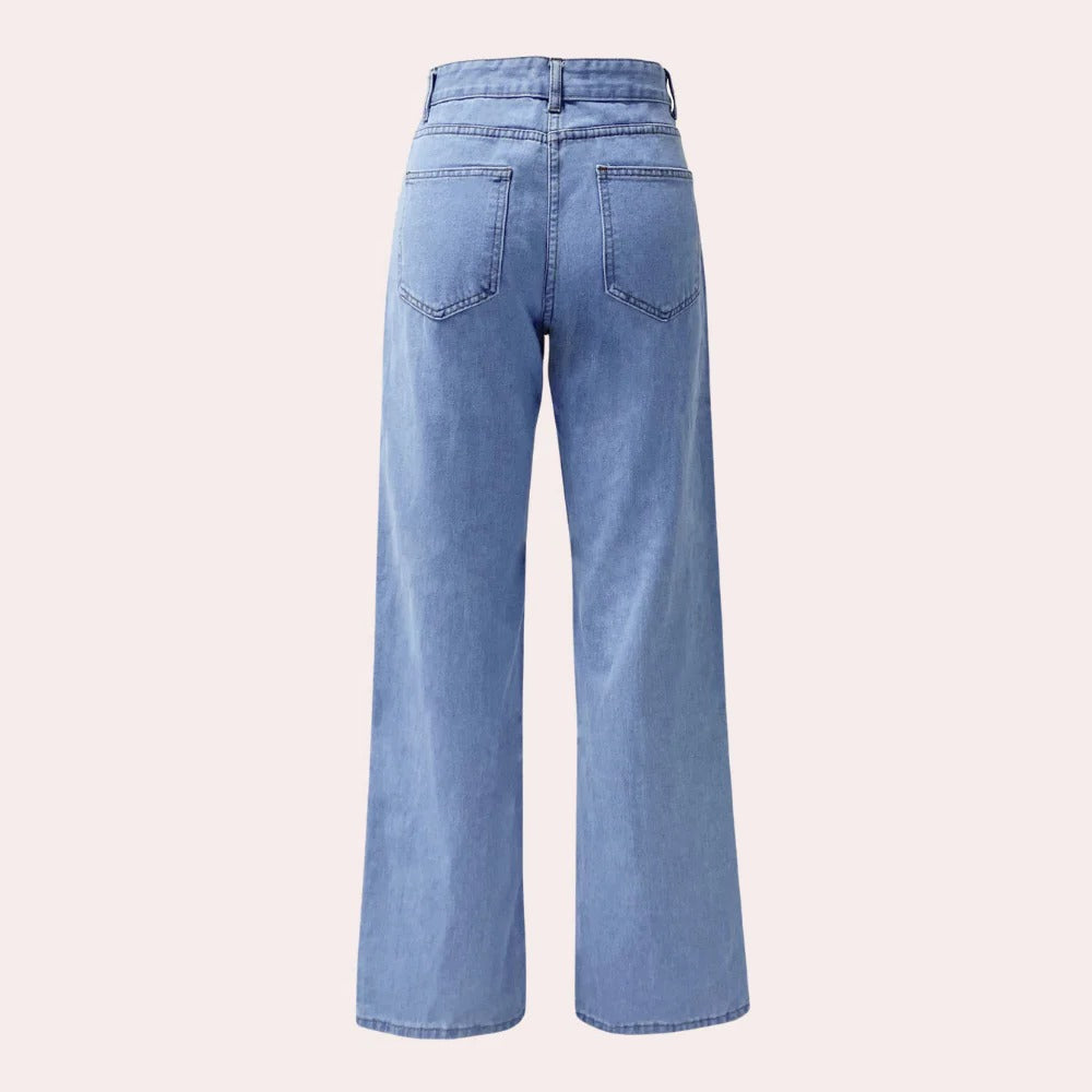 Effortless High-Waisted Denim Trousers for Women