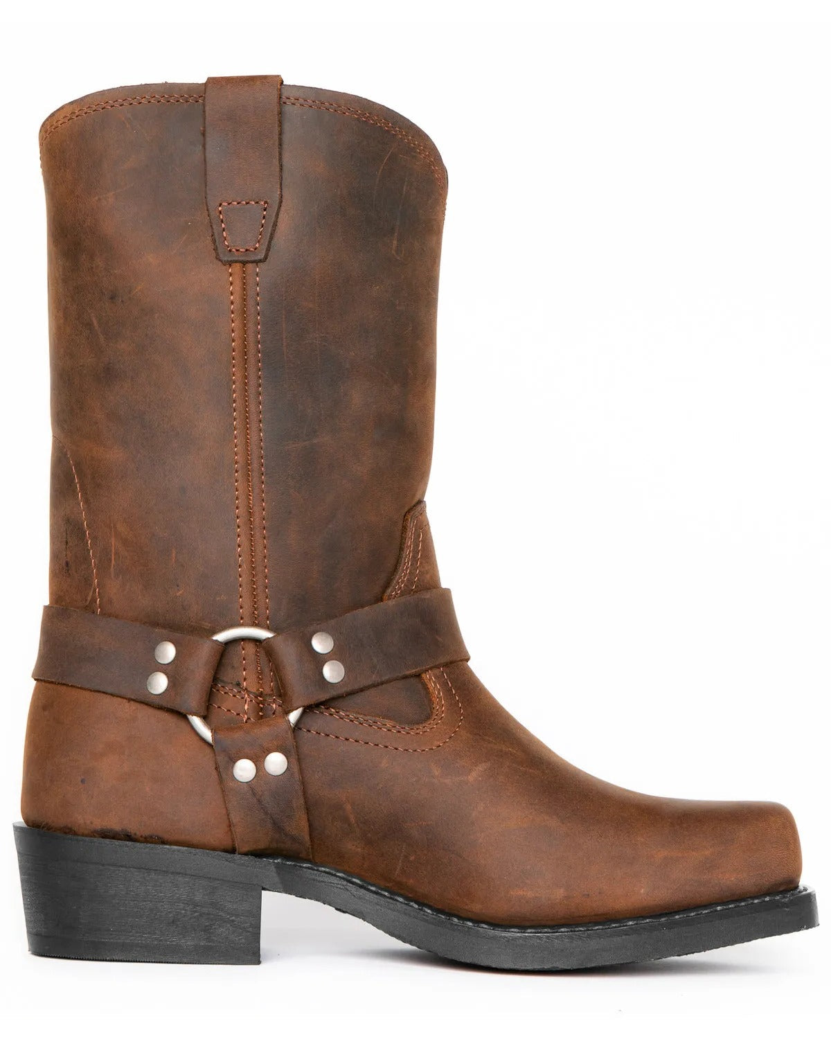 Men's Rugged Leather Harness Boots - 11 Inches High