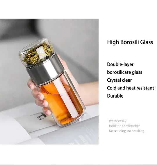 InfiniBrew Tea Infuser Flask – 14.5 oz Double-Walled Tumbler for Loose Leaf Tea