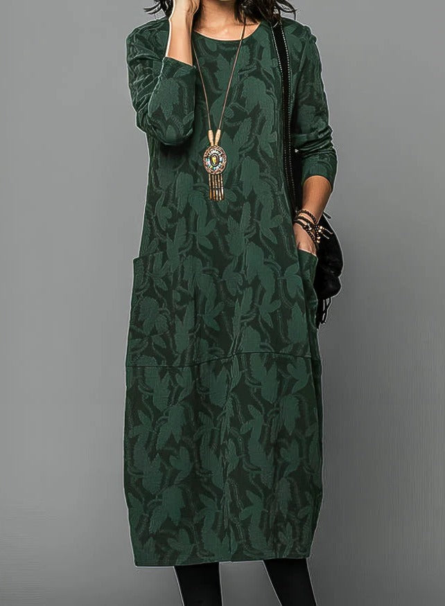 Chic Winter Dress for Women Featuring Cozy Round Neckline