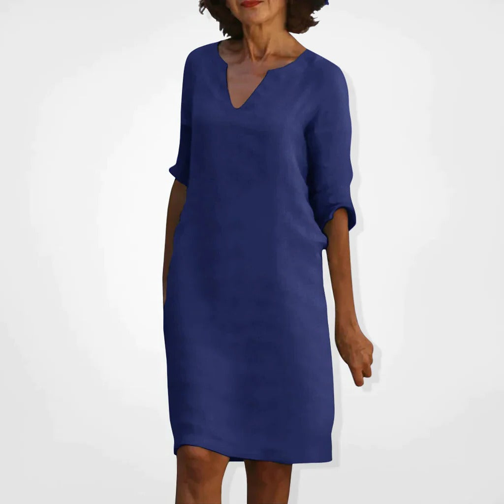 Chic V-Neck Midi Dress for Effortless Style