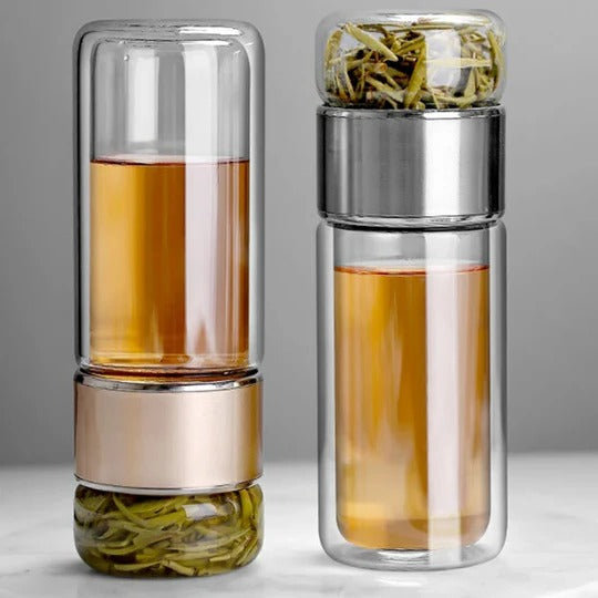 InfiniBrew Tea Infuser Flask – 14.5 oz Double-Walled Tumbler for Loose Leaf Tea