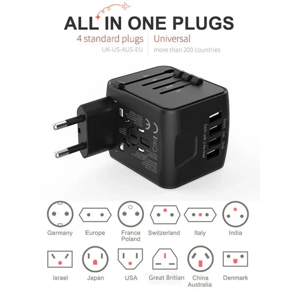 Global Travel Power Hub with USB Charging Ports