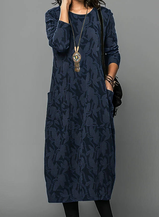 Chic Winter Dress for Women Featuring Cozy Round Neckline