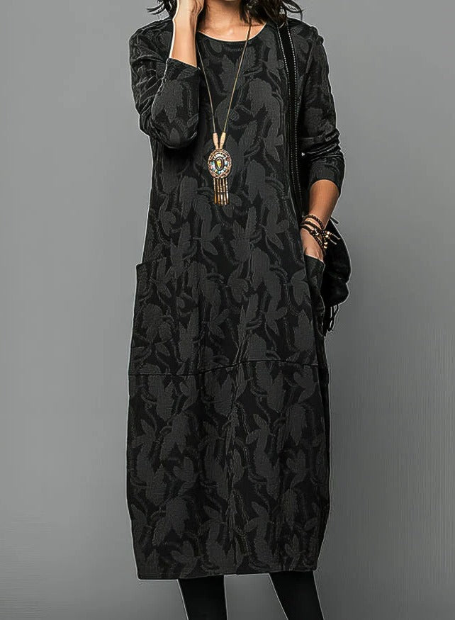 Chic Winter Dress for Women Featuring Cozy Round Neckline