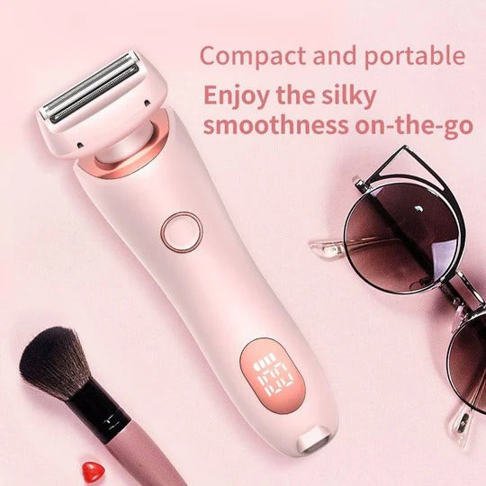 GlamGroom Women's Cordless Shaver – IPX7 Wet & Dry Razor with Twin Heads and 120-Minute Runtime