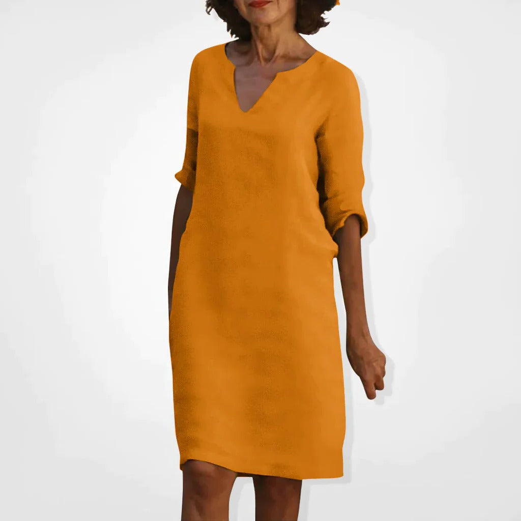 Chic V-Neck Midi Dress for Effortless Style