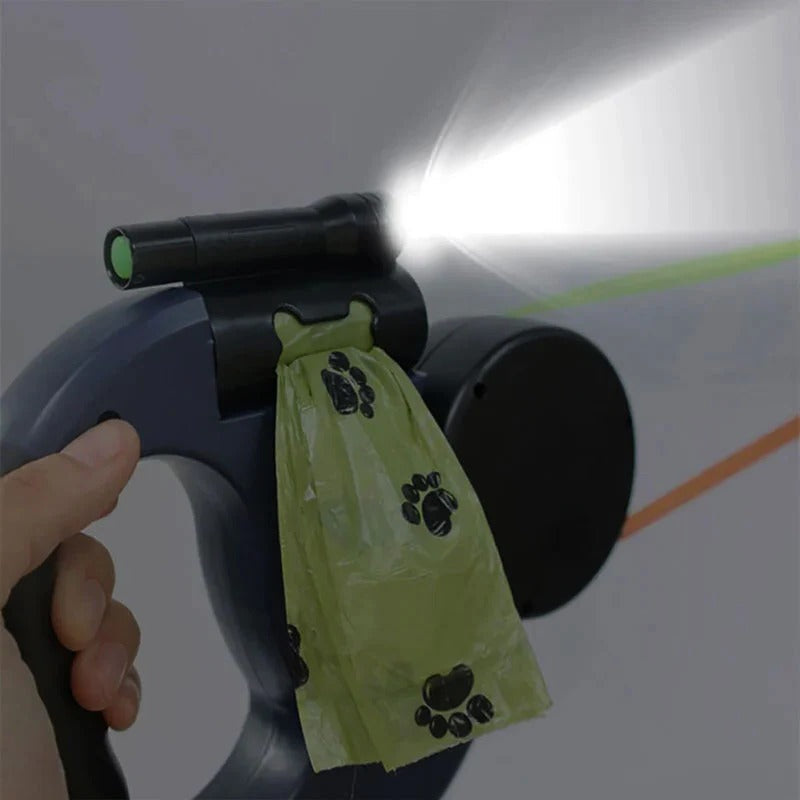 Smart Dual Dog Leash with Light & Cleanup Convenience
