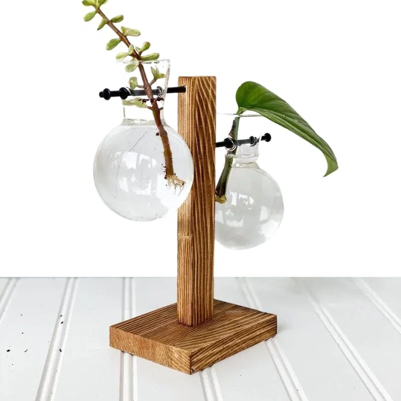 Elegant Vertical Hydroponic Planter with Wooden Frame