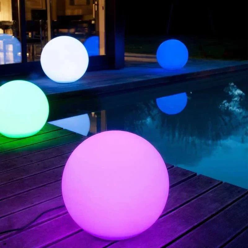 Weather-Resistant LED Sphere Light - 16 Color Options for Outdoor Use
