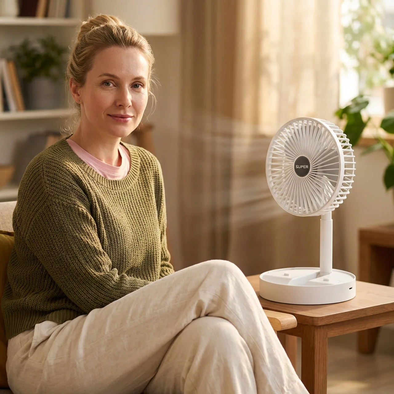 Compact Rechargeable Fan with 4 Speed Settings