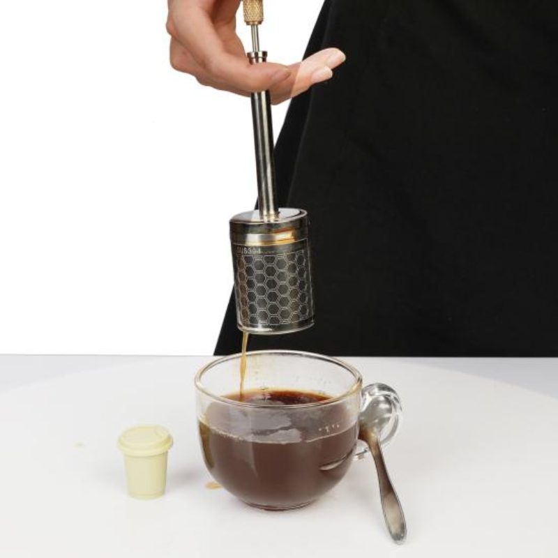 Compact Stainless Steel Press for Coffee and Tea Brewing