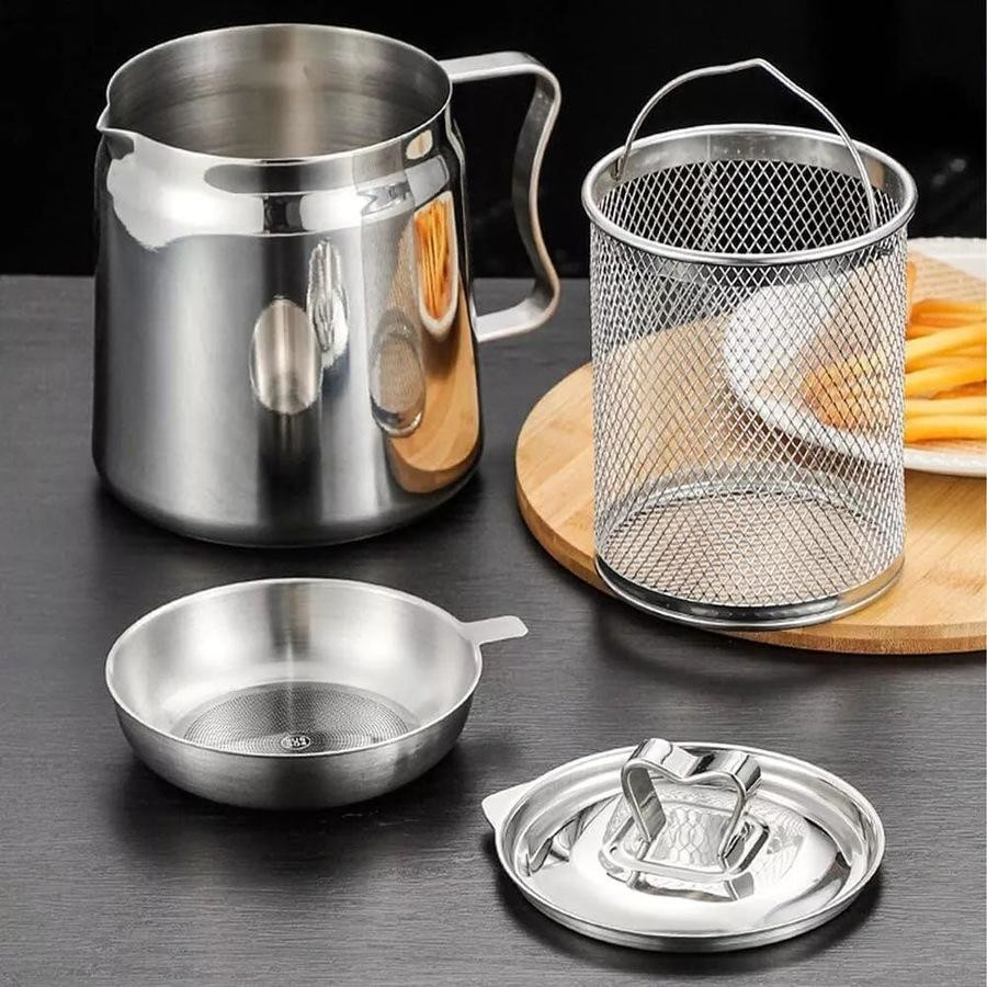 Stainless Steel Deep Fryer Pot with Built-in Oil Filter