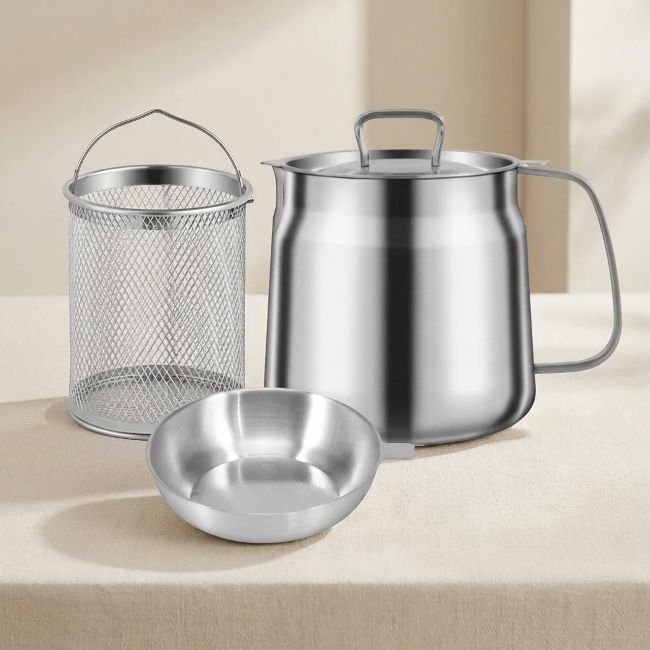 Stainless Steel Deep Fryer Pot with Built-in Oil Filter