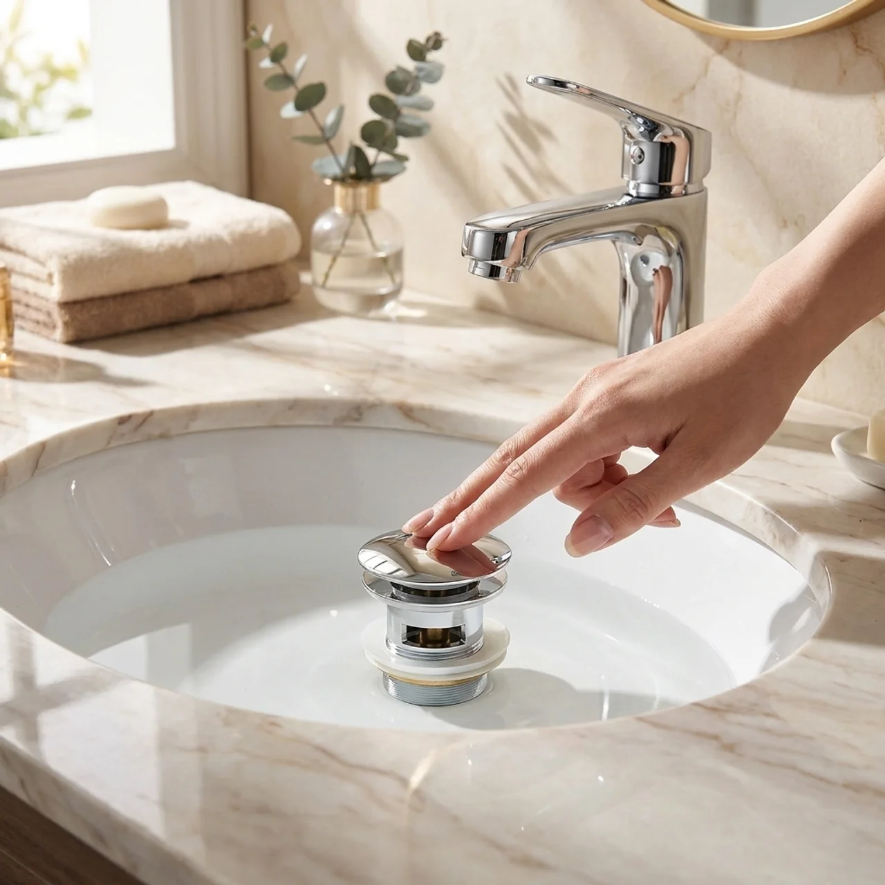 Versatile Pop-Up Drain Stopper for Bathroom Sinks