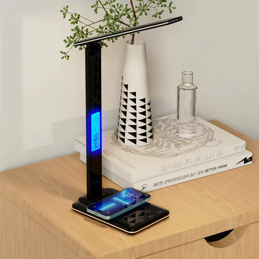 Smart LED Desk Lamp with Touch Control & Wireless Charging