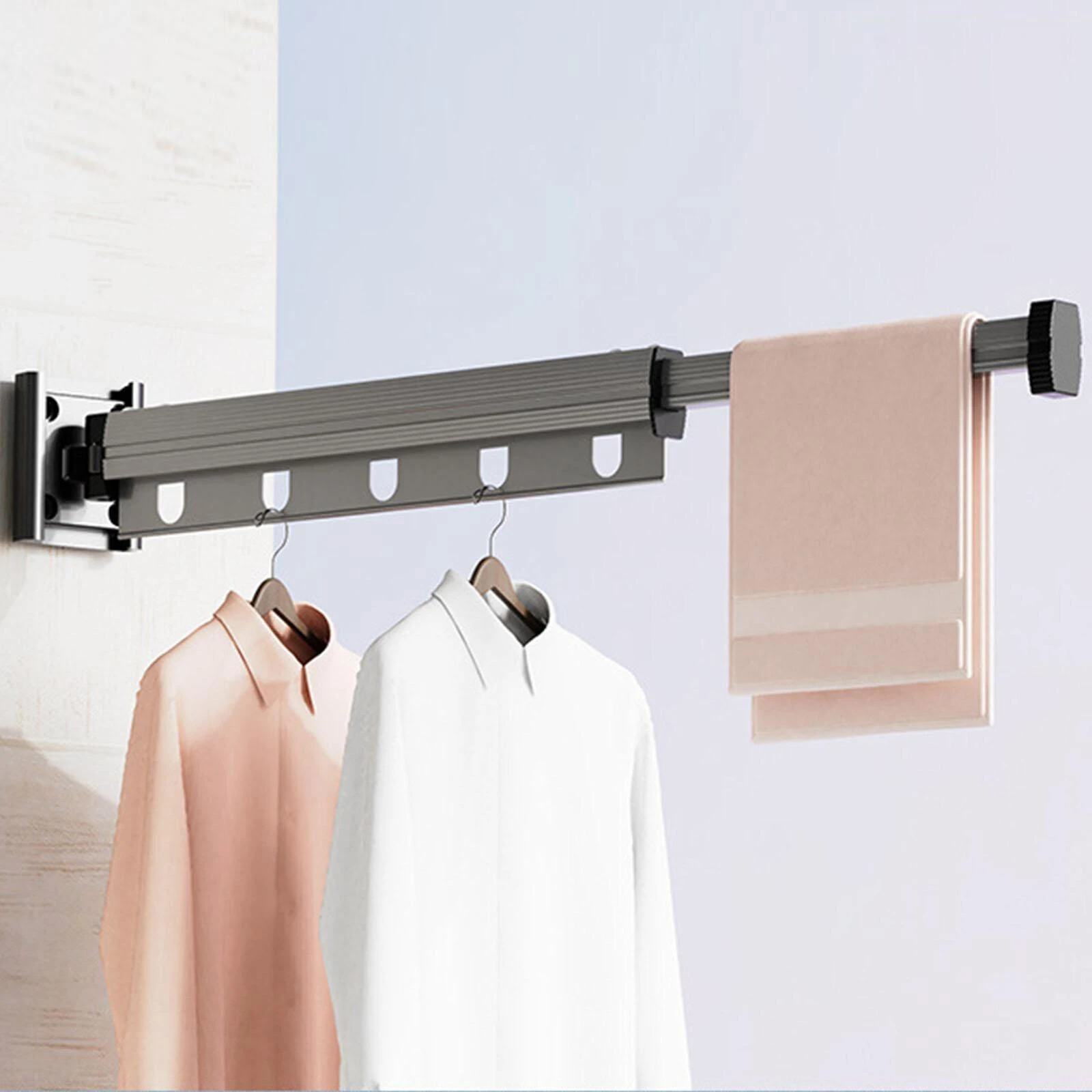 Space-Saving Wall-Mounted Clothes Drying Rack