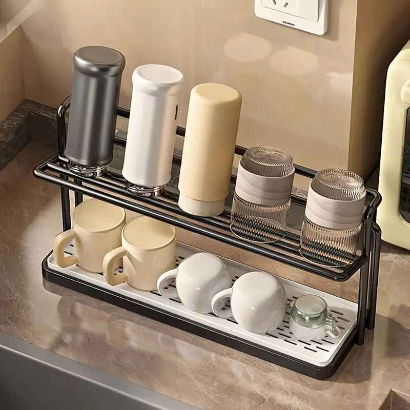 2-Tier Bottle Drying Rack with Removable Drain Tray