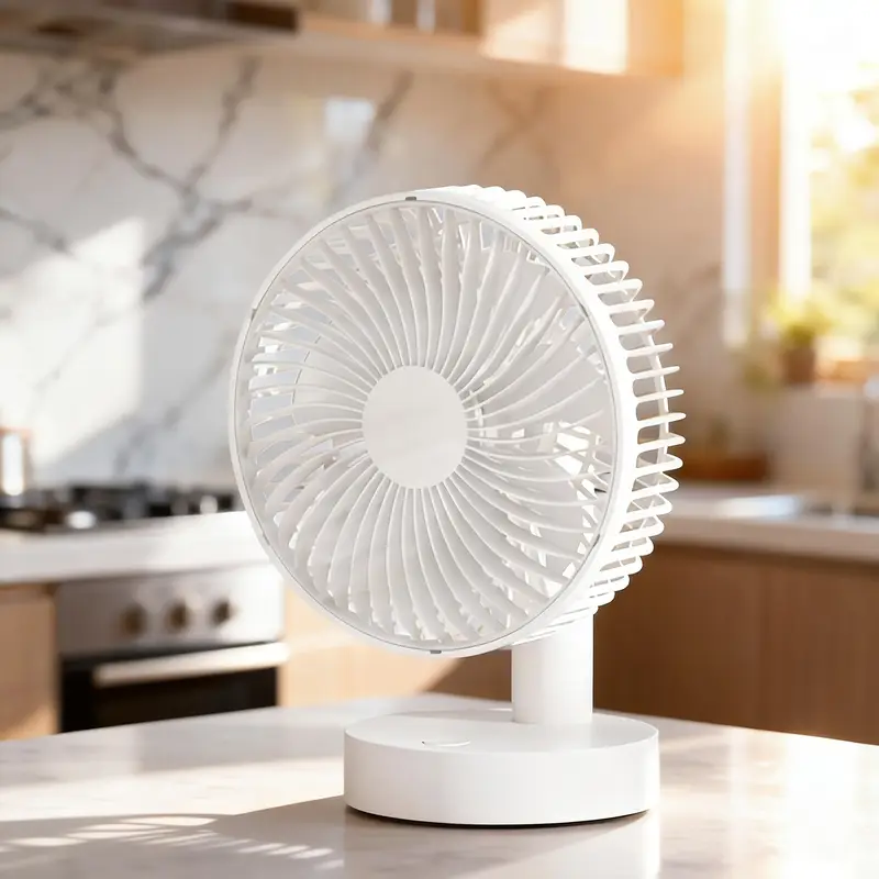 Compact Rechargeable Fan with 4 Speed Settings and Timer