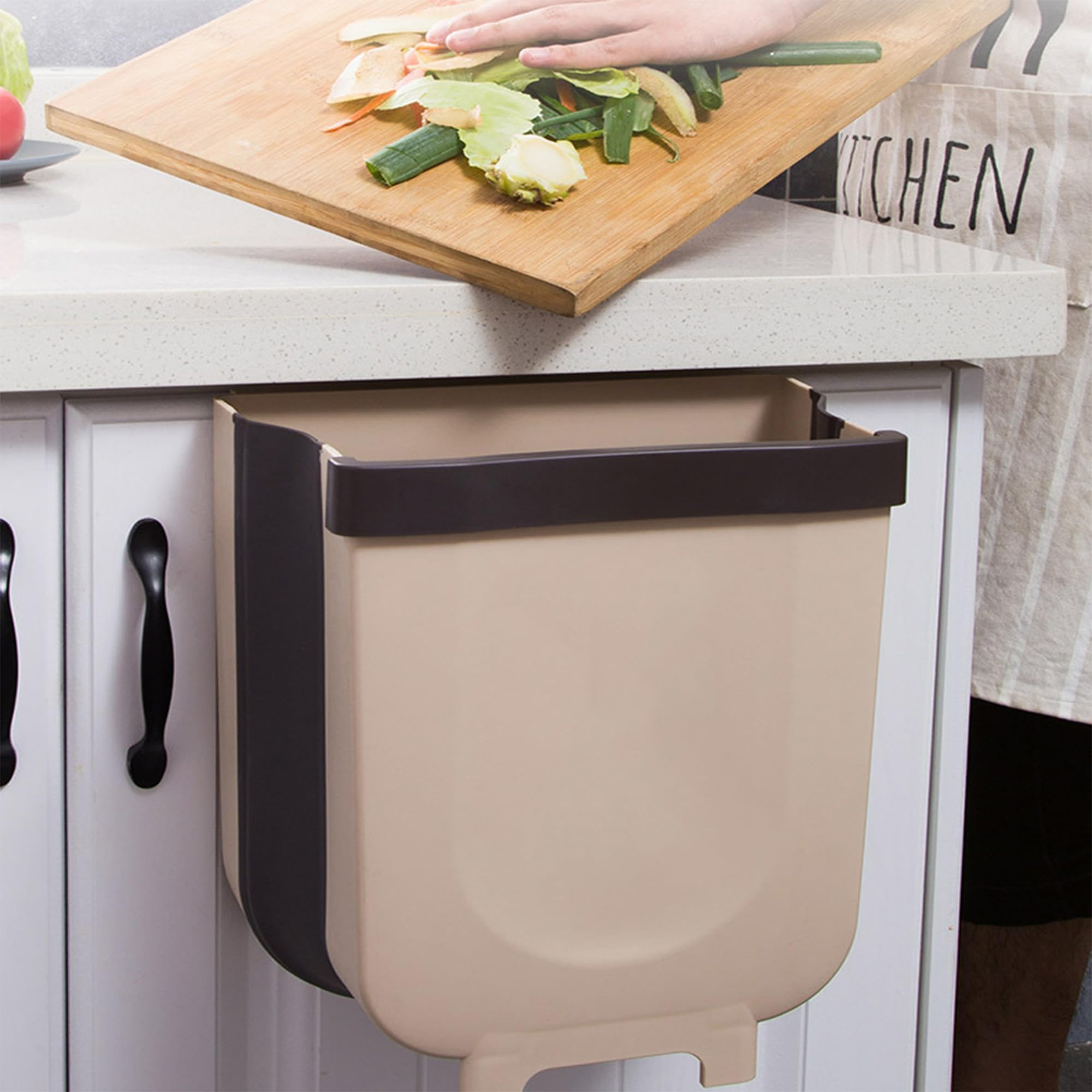 Space-Saving Wall-Mounted Kitchen Waste Bin - 9L Capacity